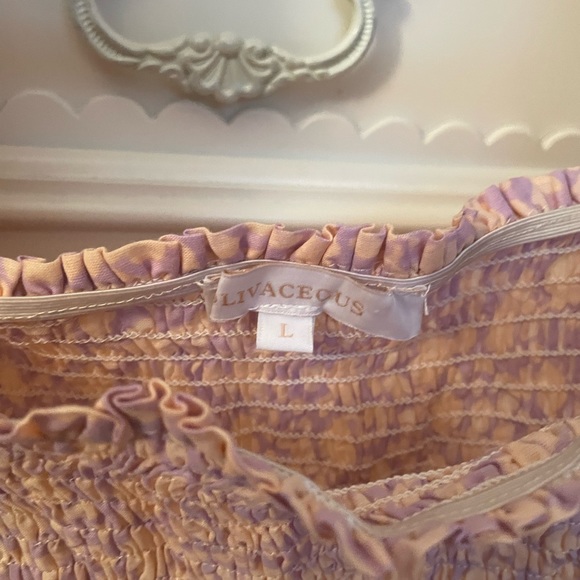 Purple and orange tank top and skirt matching set - Picture 4 of 4